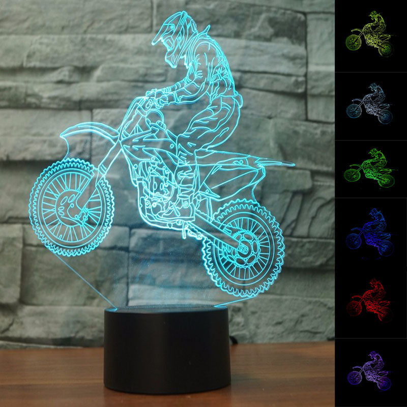 3D Night Light Riding Mountain Motorcycle LED Touch Illusion Light 7 Color Changes