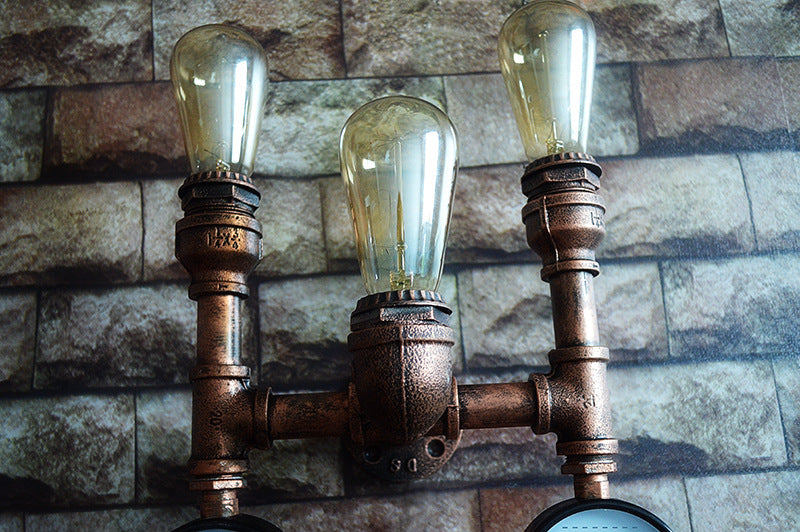 Retro Wrought Iron Industrial Chandelier Wall Lamp