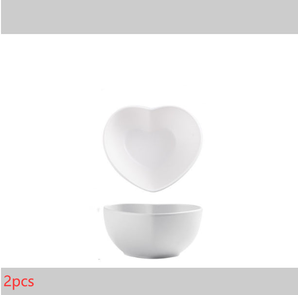 Heart Deco Pastel Ceramic Stone Dinner Plate Set