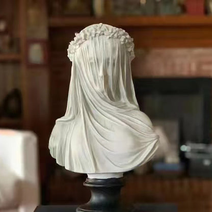 Art Veil Woman White Statue Decorative Ornaments