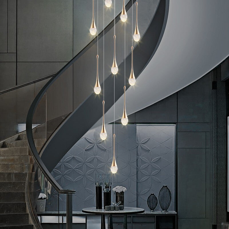 Modern Minimalist Stair Chandelier Villa Rotating Staircase Long Chandelier