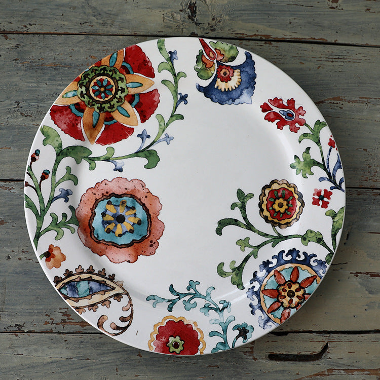 Large Underglaze Color Ceramic Tableware Western Plate