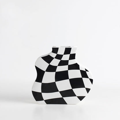Checkerboard Ceramic Vase Ornaments