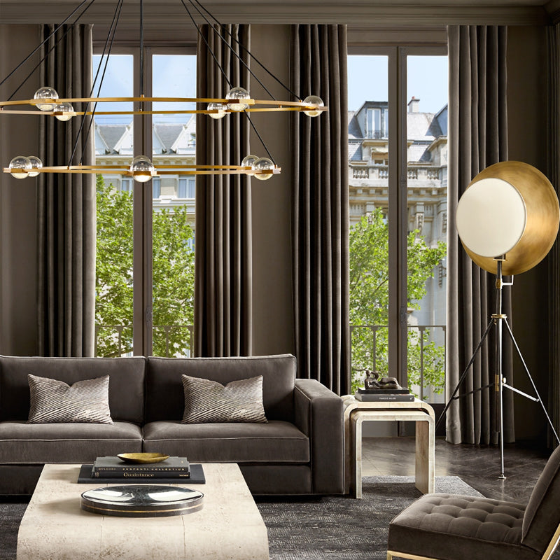 Full Copper Crystal Modern Minimalist Living Room Dining Room Chandelier