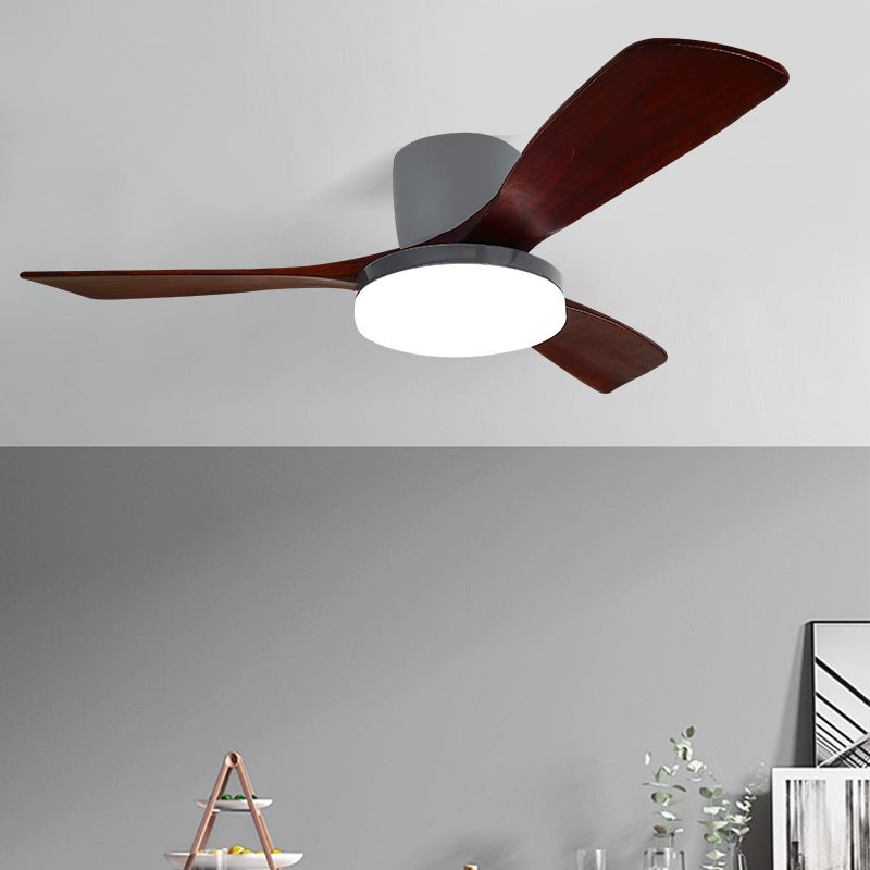 Solid Wood Nordic Headlamp Panel LED Ceiling Fan Lamp
