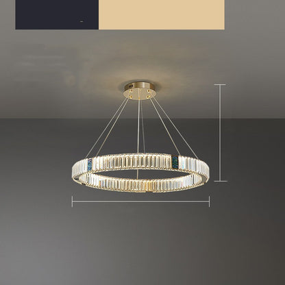 Light Luxury Crystal Living Room Chandelier Postmodern Round Stainless Steel