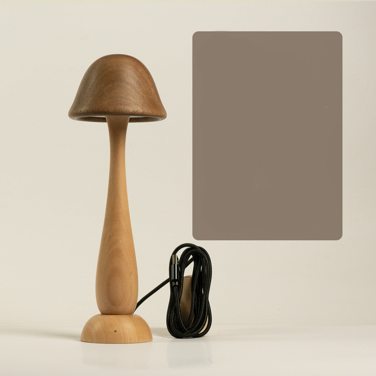 Mushroom Solid Wood Table Lamp Touch Dimming