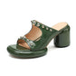 Waterproof Platform Thick Heel Green Rivet Sandals For Women