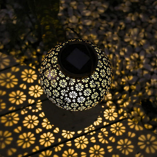 Solar Iron Hollow Flower Projection Lamp Outdoor Lawn Decorations
