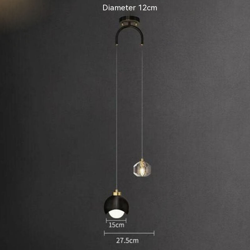 Golden Light Luxury Crystal Hanging Line Lamp Creative Bedroom