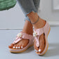 Flower Pearl Sandals Women Fashion Clip Toe Flip Flops Shoes Wedges Beach Shoes