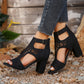 New High Square Heel Hollow Roman Shoes With Back Zipper Design Summer Fashion Sandals For Women