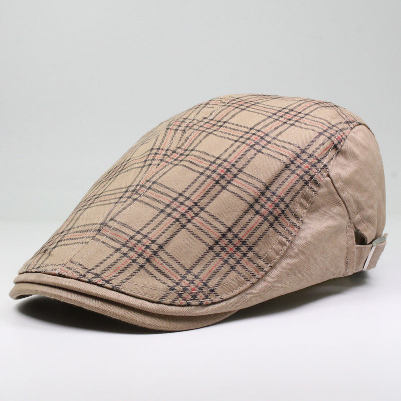 Plaid Color Matching Casual Cap Cotton Sunshade And Sunscreen Beret