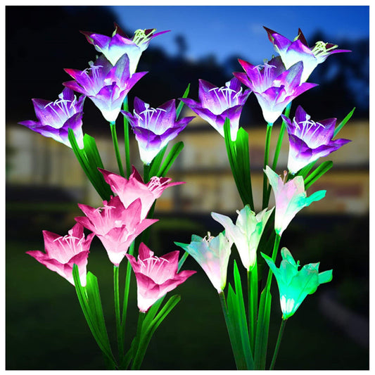 Solar Lily Flower Lights LED Solar Garden Light Lawn Light Landscape Light Waterproof Flower Light