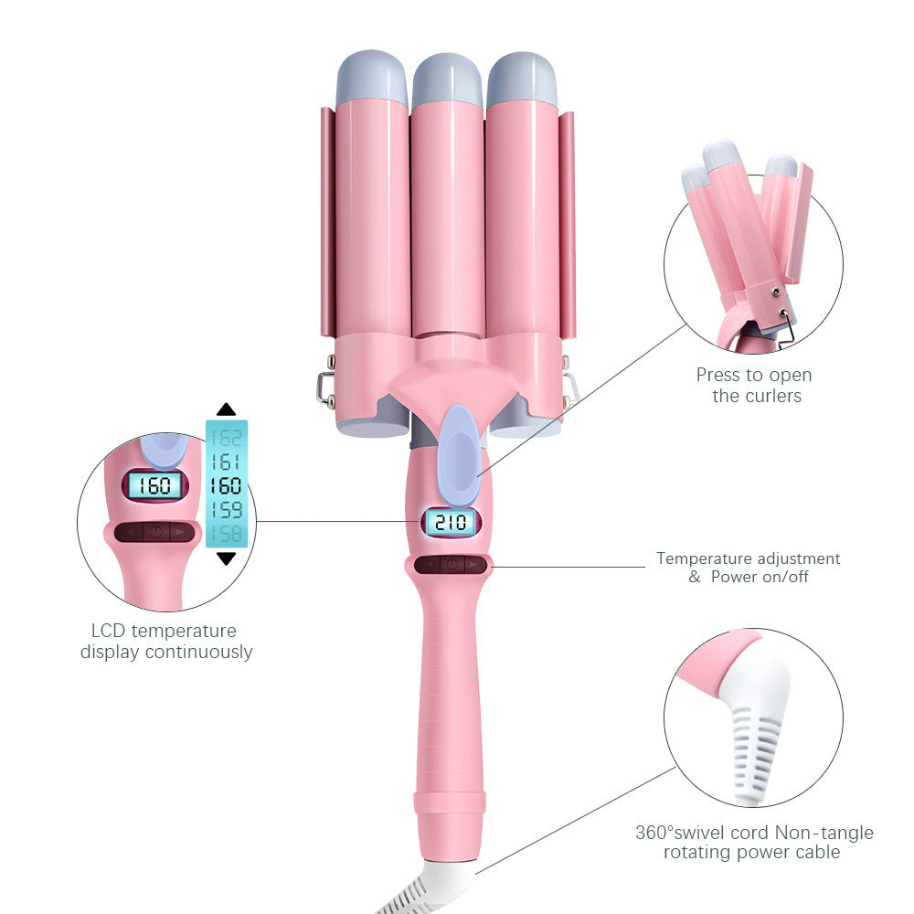 Three-tube Curling Iron Manufacturer Wave Big Roll Cone Curling Iron