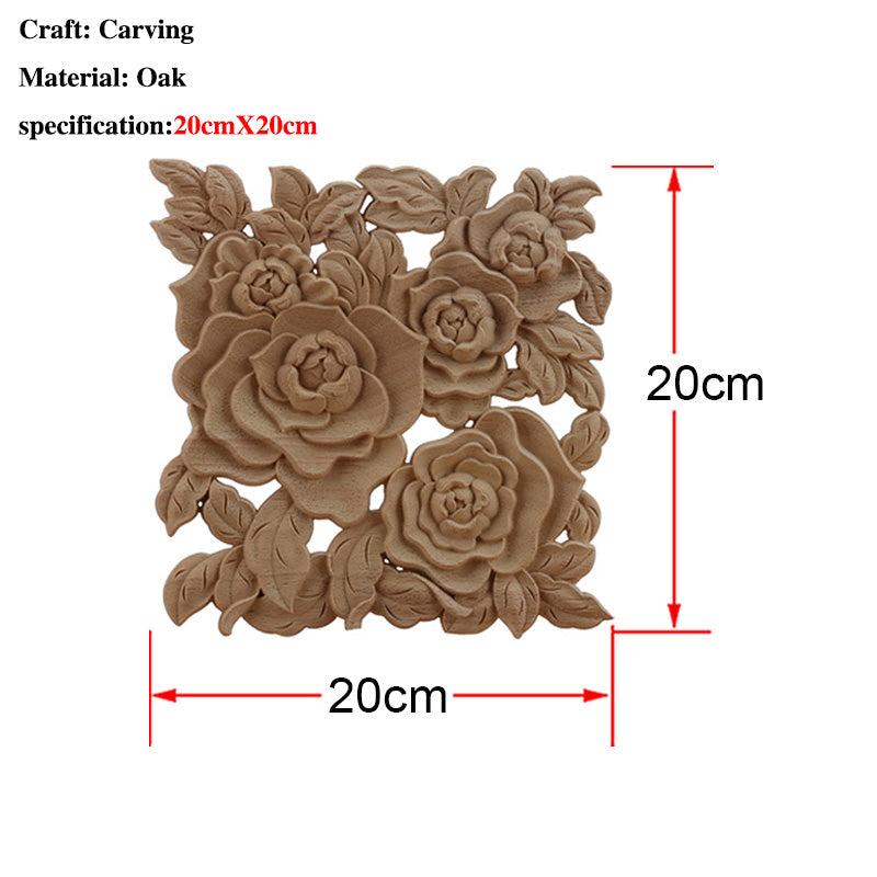 Solid Wood Cube Carved Square Flower Door Heart Flower Furniture Decoration Accessories | Decor Gifts and More