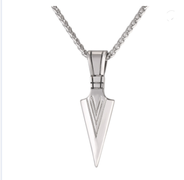 European America jewelry men stainless steel spear necklace with chain | Decor Gifts and More