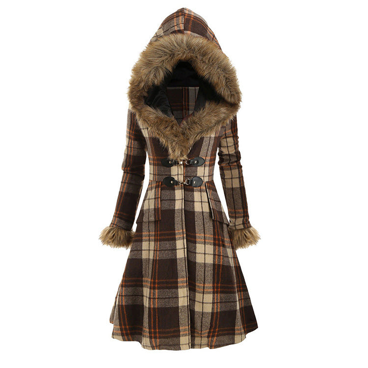 Plaid fur collar coat | Decor Gifts and More