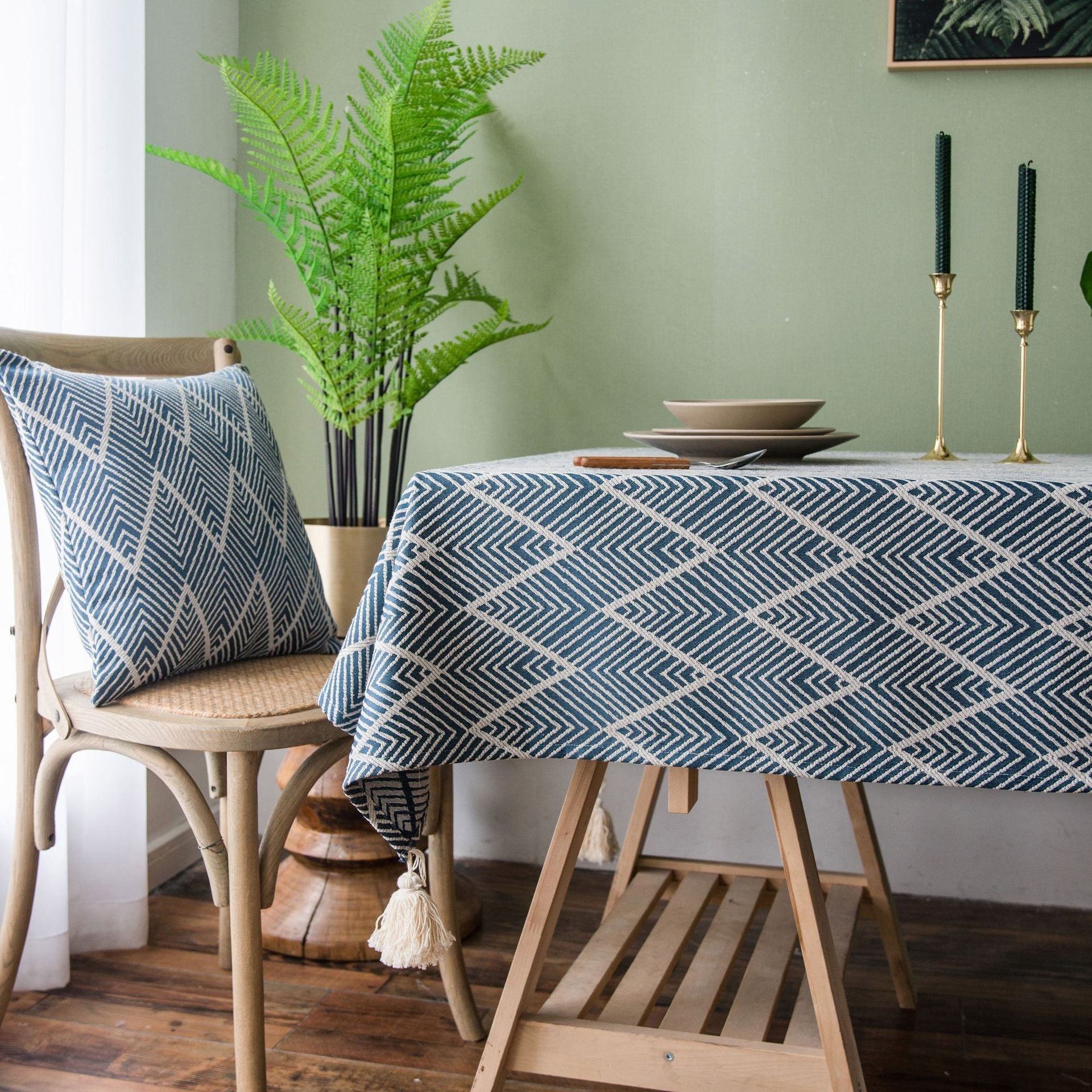 Waterproof wave triangle jacquard tablecloth | Decor Gifts and More