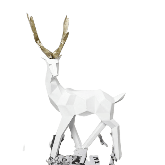 Scandinavian White Deer Statue Reindeer Sculpture - Home Decor Gifts and More