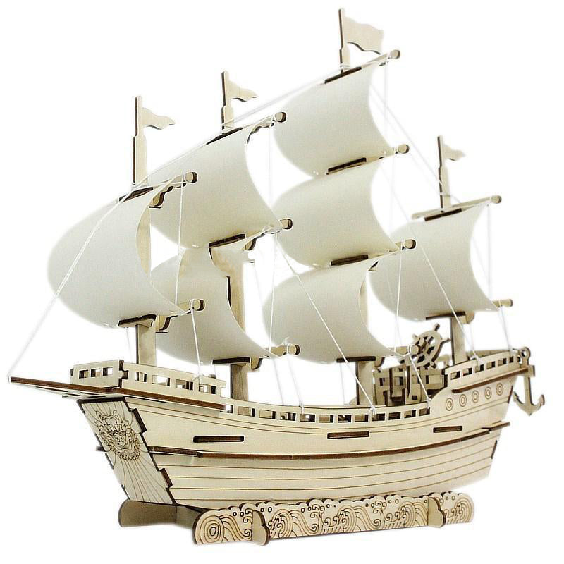 Wooden Sailboat Model Diy Handmade Assembly 3d Three-dimensional Puzzle Assembly | Decor Gifts and More