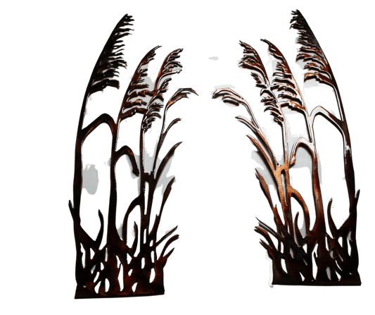 Sea Oats Pair (2 Pieces) - Metal Wall Art - Copper 16 1/4" x 6 1/2" - Home Decor Gifts and More