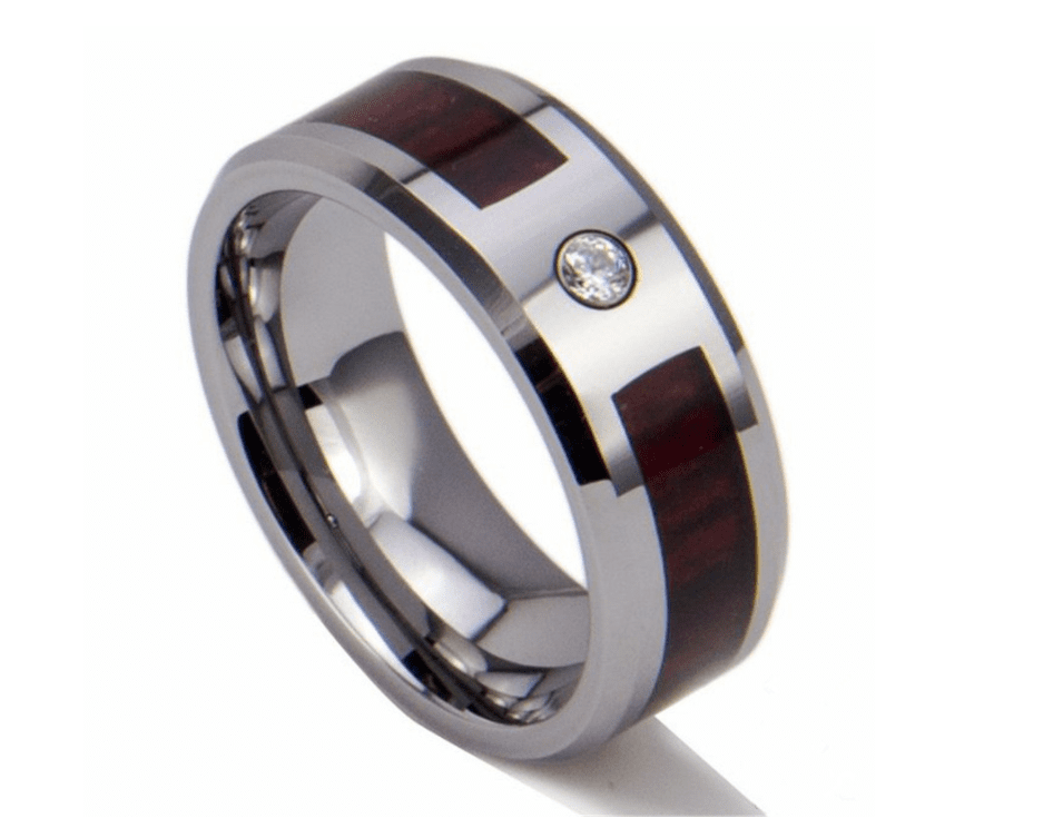 Tungsten gold zircon diamond ring | Decor Gifts and More