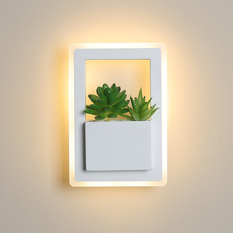 Modern LED Bedside Wall Lamp White Color with Plant LED Wall Lights for Bedroom Living Room Wall Sconce | Decor Gifts and More