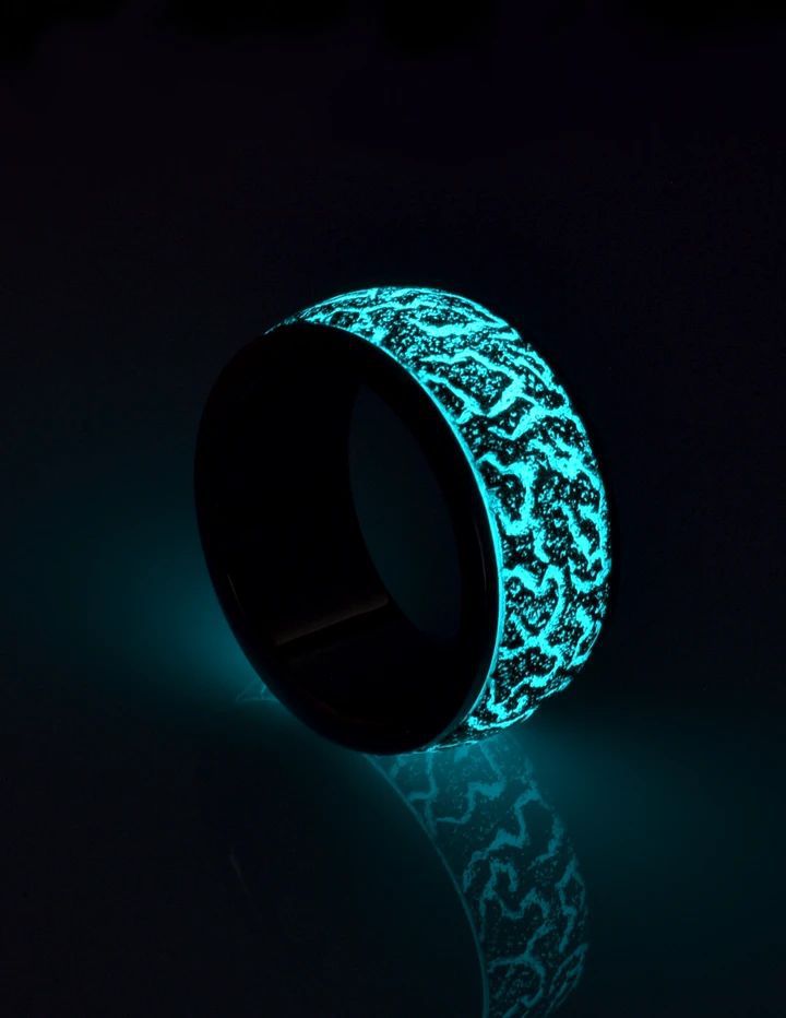 Luminous Explosion Pattern Stainless Steel and Luminous Resin Ring | Decor Gifts and More