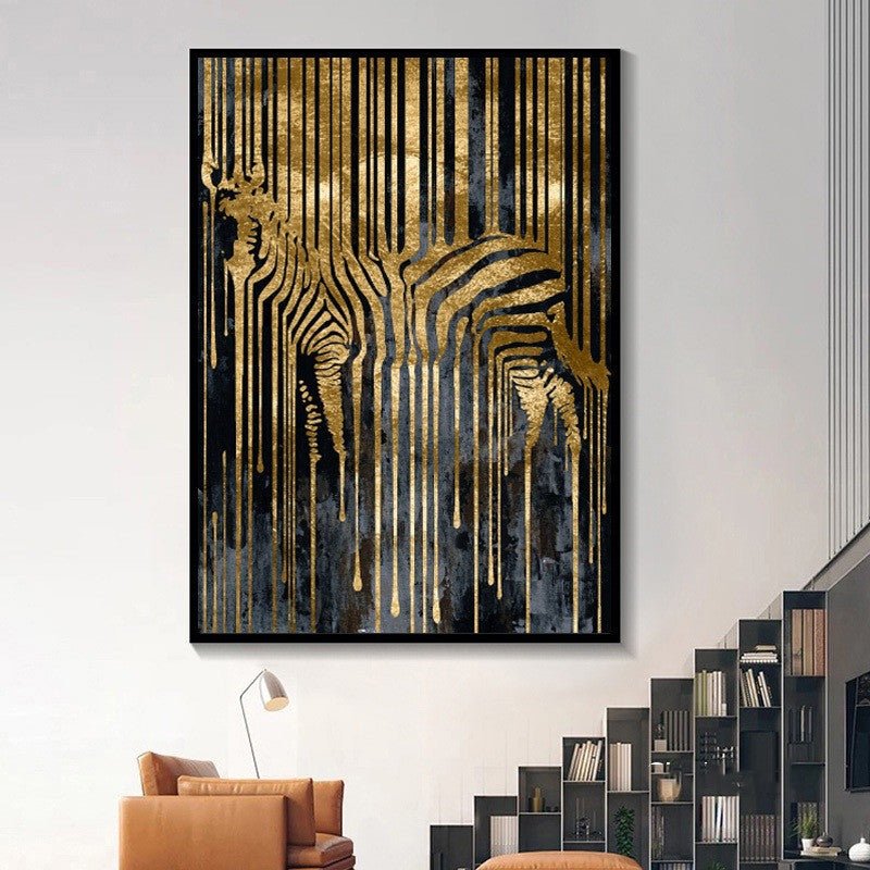 Golden Abstract Zebra Art Inkjet Canvas Painting | Decor Gifts and More