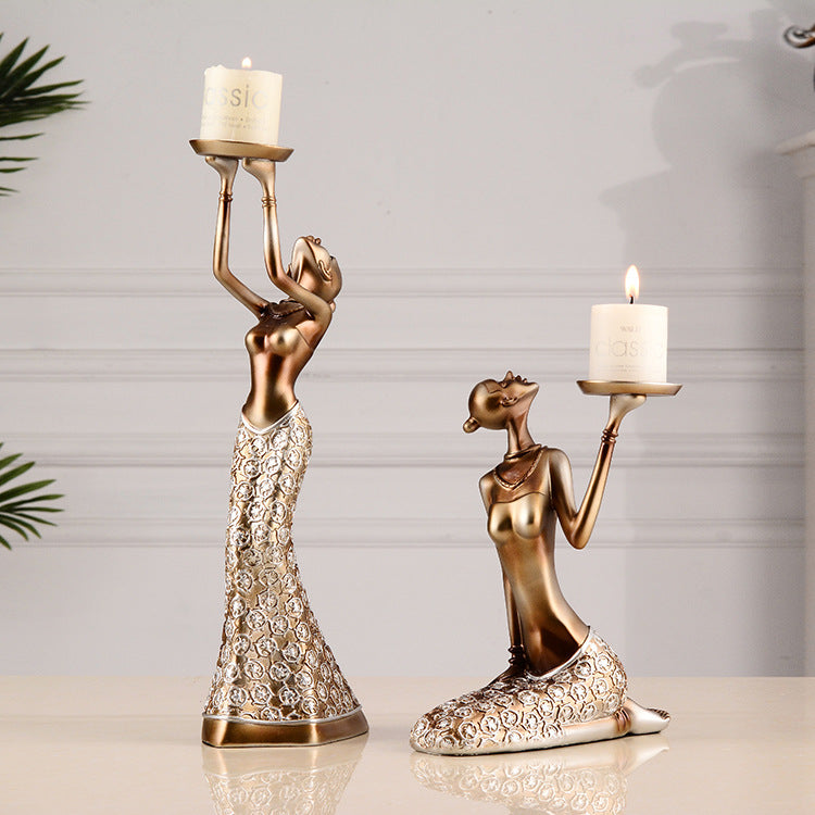 European Style Retro Beauty Candlestick Ornament Decoration | Decor Gifts and More