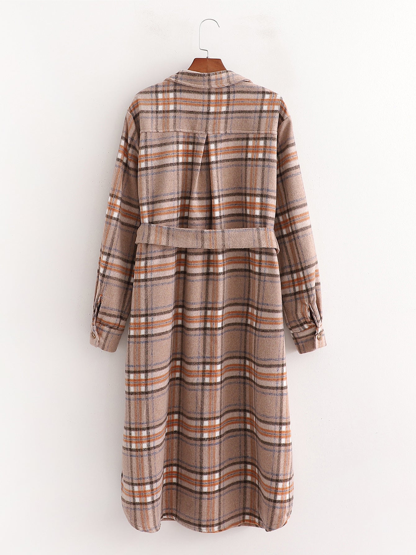 Autumn Large Profile Waist Coat Wool Plaid Long Coat Women | Decor Gifts and More