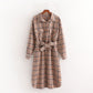 Autumn Large Profile Waist Coat Wool Plaid Long Coat Women | Decor Gifts and More