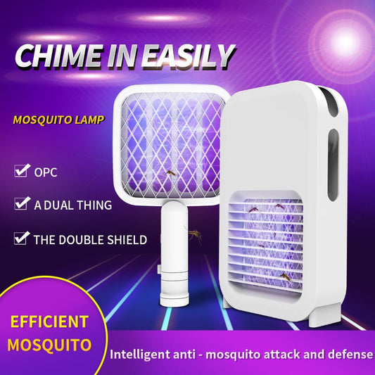 Efficient Photocatalyst Household Mosquito Killer Lamp 2in1 LED Mosquito Racket USB Creative Mosquito Trap Artifact Bug Zapper | Decor Gifts and More