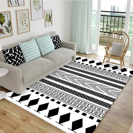 Simple Black And White Home Personality Tide Brand Living Room Bedroom Coffee Table Mat Into The Doormat Bedside European Carpet | Decor Gifts and More