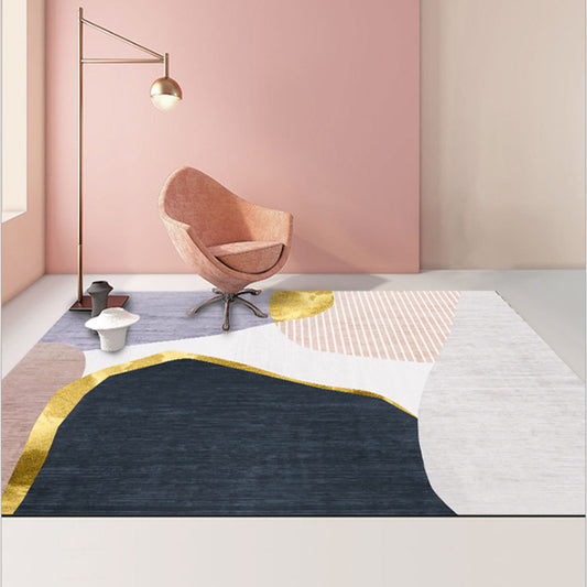 geometric  navy carpet modern living room coffee table mat bedroom