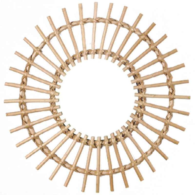Rattan Innovative Art Decoration Round Makeup Mirror Dressing Bathroom Wall Hang | Decor Gifts and More