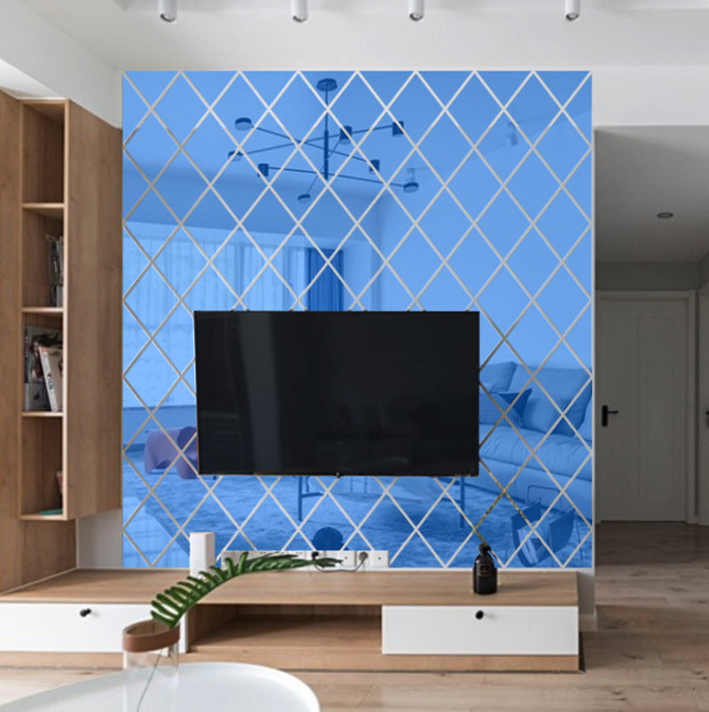 Diamond Mosaic Tv Background Wall Mirror Wall Sticker | Decor Gifts and More