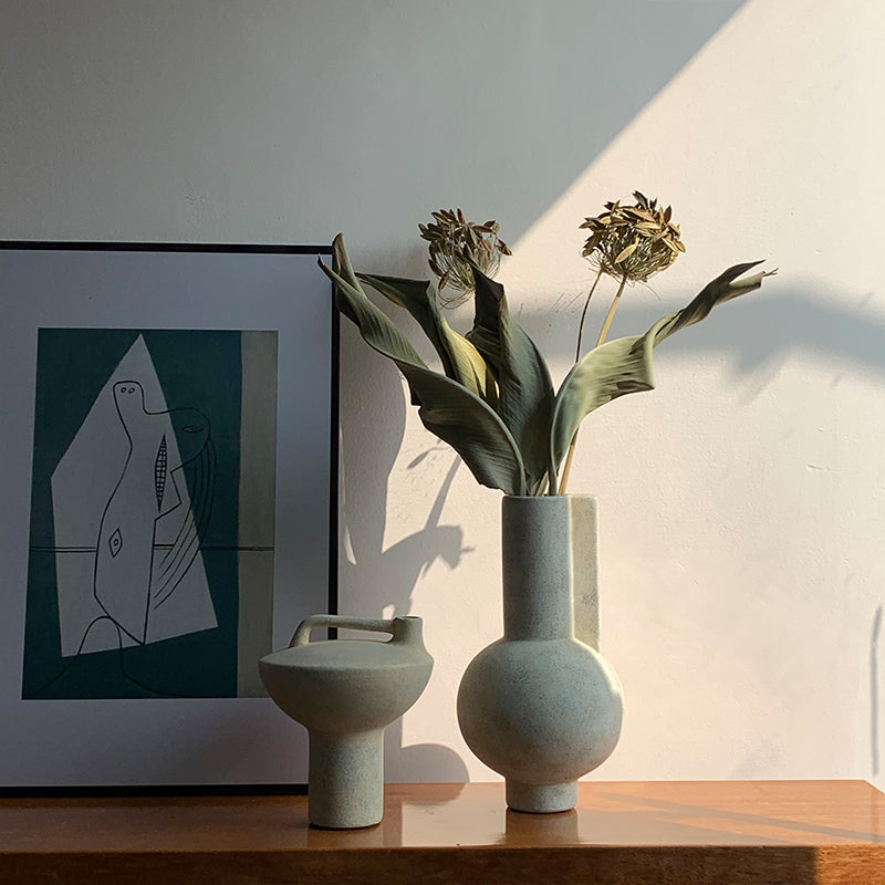 Wabi-Sabi Style Simple Abstract Ceramic Floral Art Vase