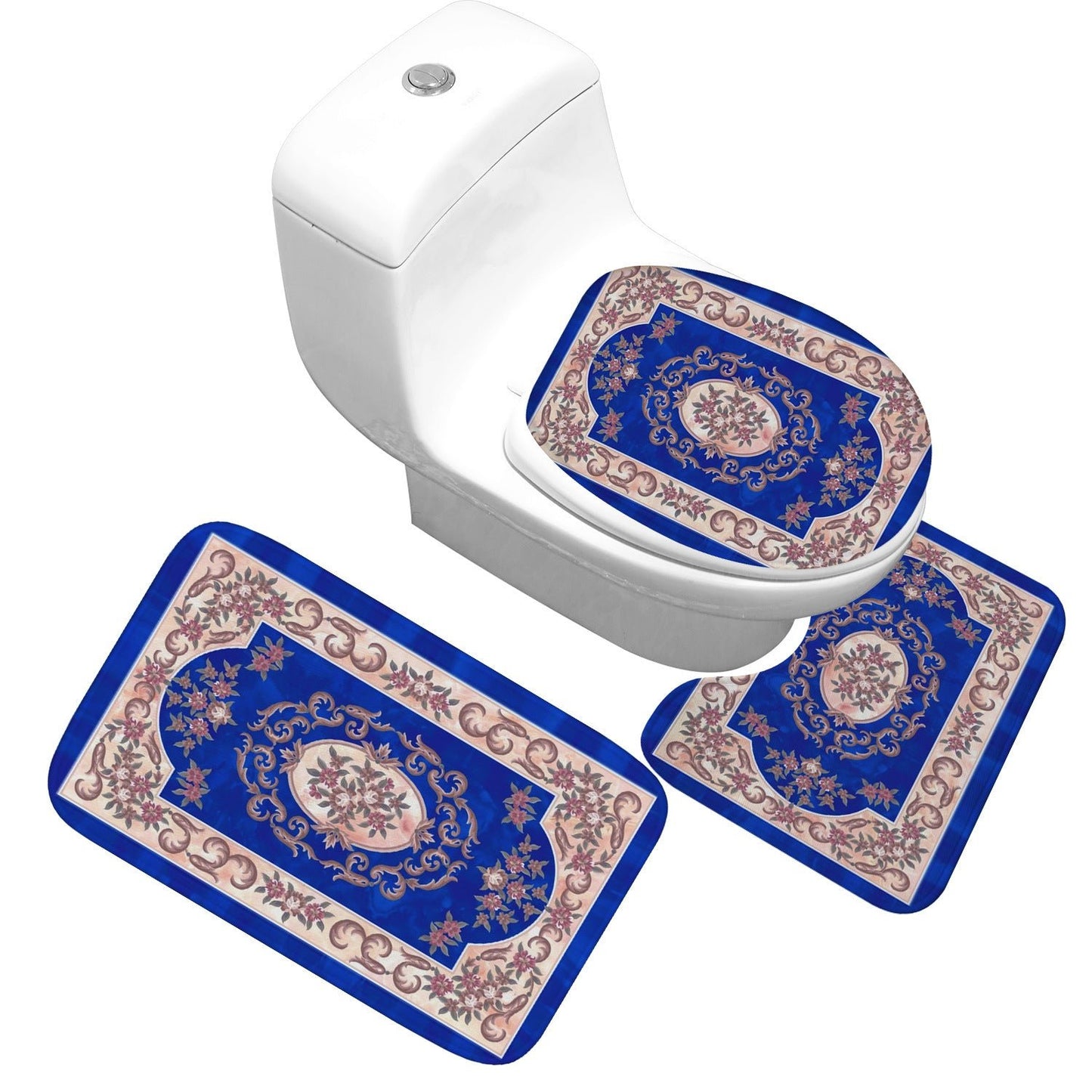 Receiving Bag Three-piece Toilet Bathroom Toilet Carpet Non-slip Absorbent Toilet Floor Mat Classic Pattern | Decor Gifts and More