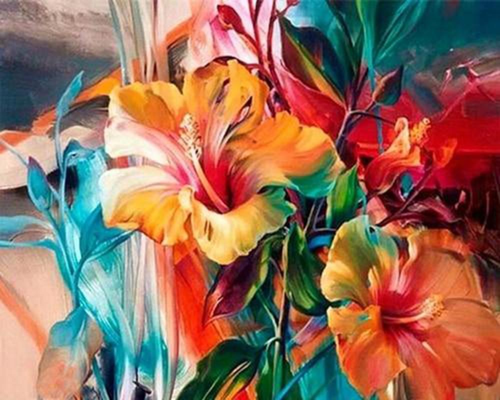 paint by numbers kids colorful exotic flowers