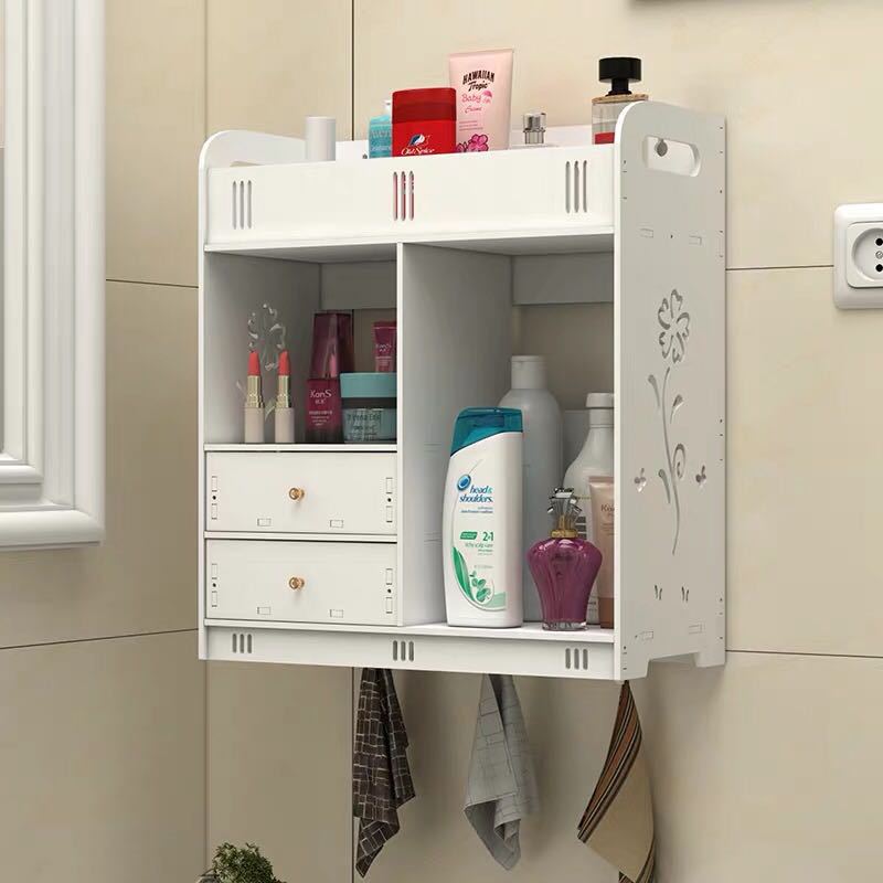 Bathroom Cabinet 38x18x43cm Wall Mounted Bathroom Toilet Furniture Cabinet Wood-Plastic Cupboard Shelf Cosmetic Storage Rack | Decor Gifts and More