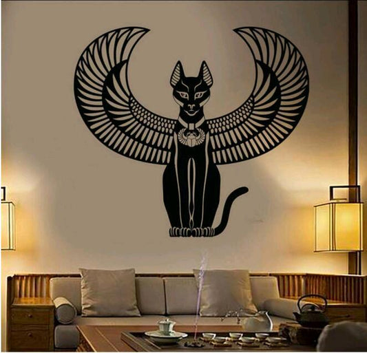Ancient Egyptian Cat Goddess Egyptian Stickers Large Decorative Vinyl Wall Decals | Decor Gifts and More