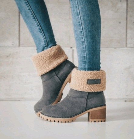 Mid-Tube Thick Heel Suede Snow Boots | Decor Gifts and More