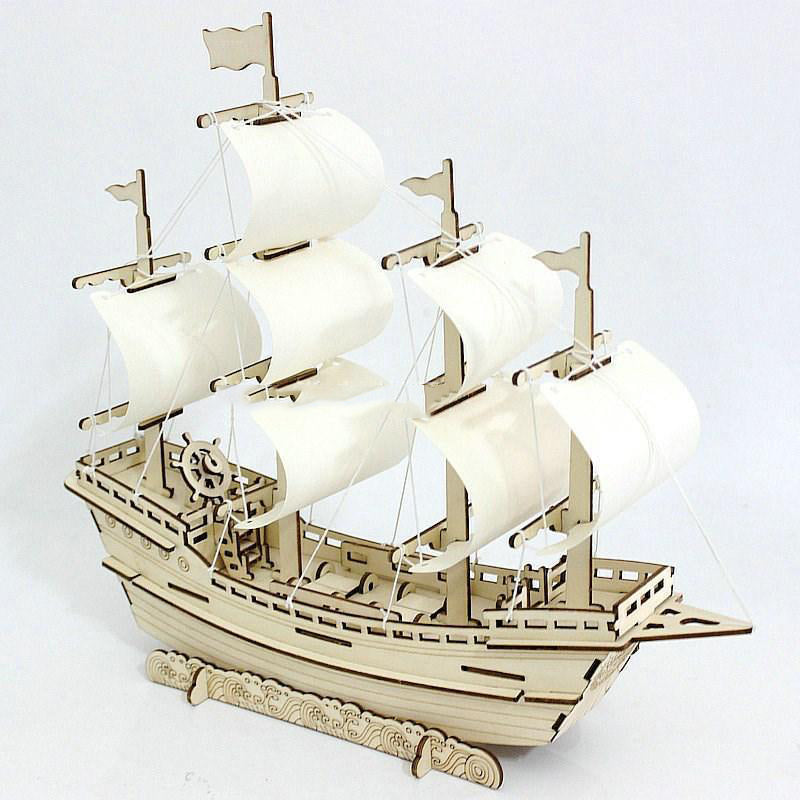 Wooden Sailboat Model Diy Handmade Assembly 3d Three-dimensional Puzzle Assembly | Decor Gifts and More