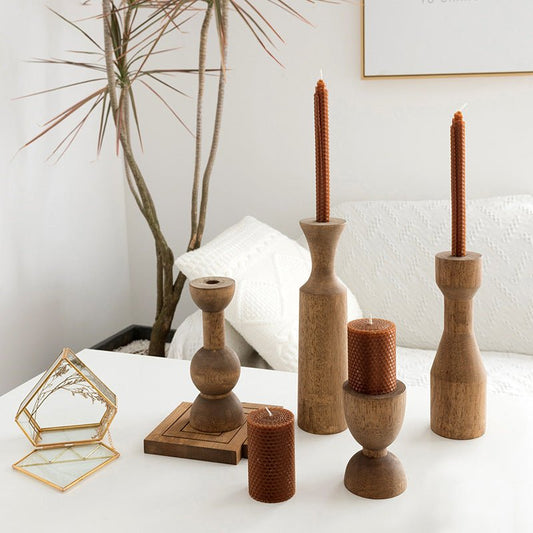 Log Mori Series Candlestick Old Soft wood | Decor Gifts and More