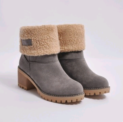 Mid-Tube Thick Heel Suede Snow Boots | Decor Gifts and More