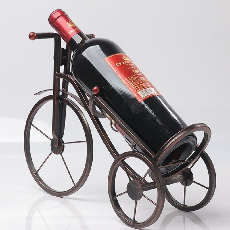 Creative wrought iron metal tricycle wine rack decoration