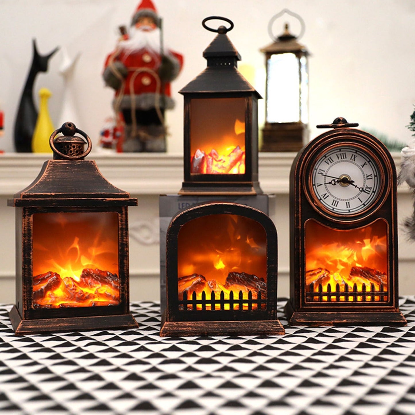 Christmas Fireplace Light Wood Fire Wind Lamp Bar Home Desktop Scene | Decor Gifts and More