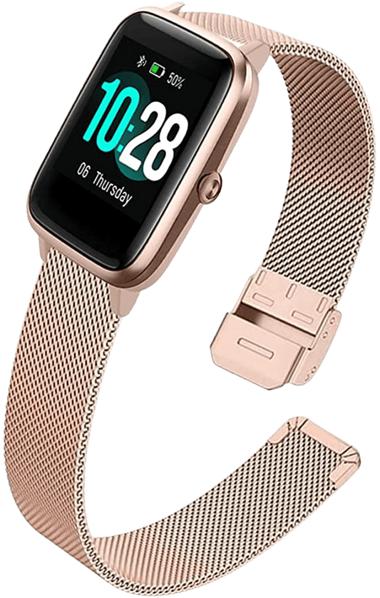 smaate Watch Band ONLY for ID205L VeryFitPro smartwatch ID205 ID205S/G, Stainless Steel Mesh Milanese Replacement Strap for Women Compatible with Smartwatch YAMAY WILLFUL 020 021 023 025 Rose - Home Decor Gifts and More